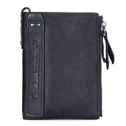 Cartera de Cuero Genuino para Mujer con Doble Cremallera - Genuine Leather Wallet