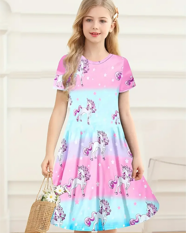 Vestido Unicornio Degradado Niña / Gradient Unicorn Dress Girl