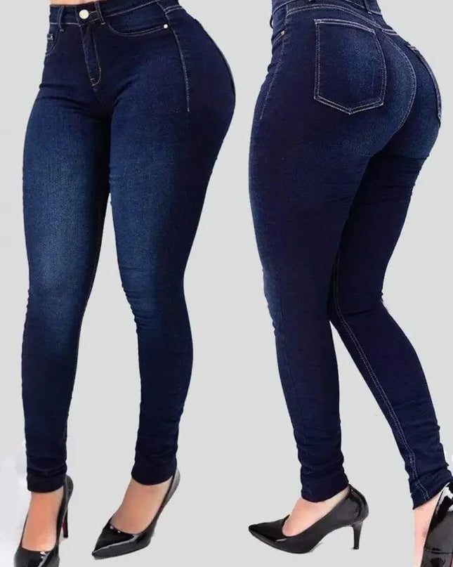 High-waisted elastic pants