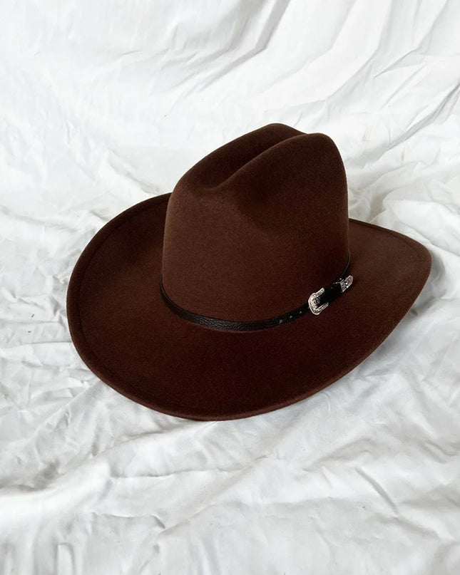 Vintage Cowboy Hat – Wide Brim, Synthetic Leather, Unisex