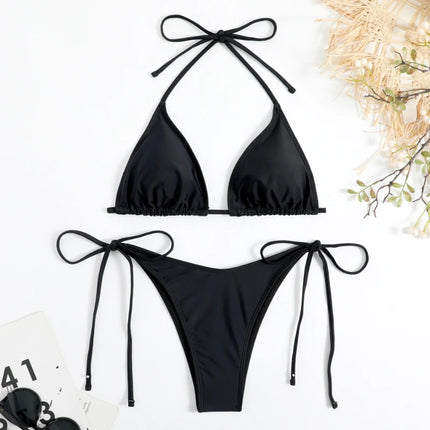 Brazilian Halter Tie Bikini – Elegant & Adjustable Swimsuit