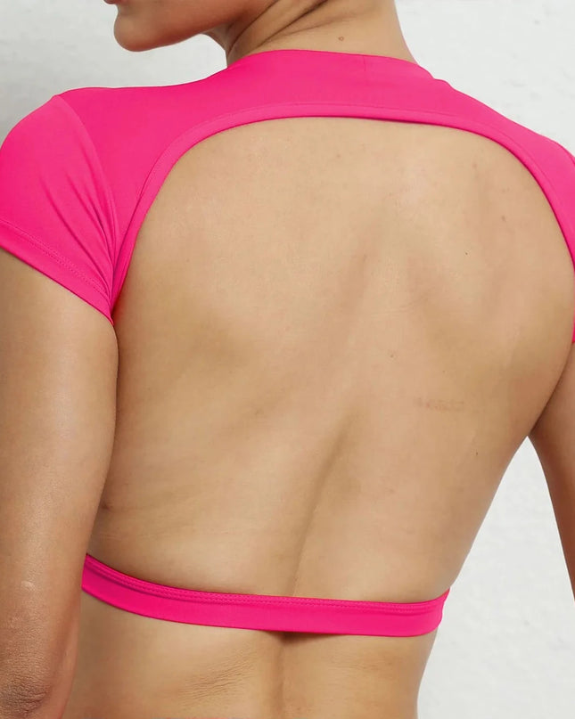 Women’s Backless Sports Top – Breathable Gym Fitness Yoga Shirt