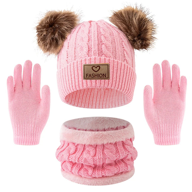 Kids’ 3-piece hat, scarf & gloves set - Conjunto de gorro, bufanda y guantes para niños (3 piezas)