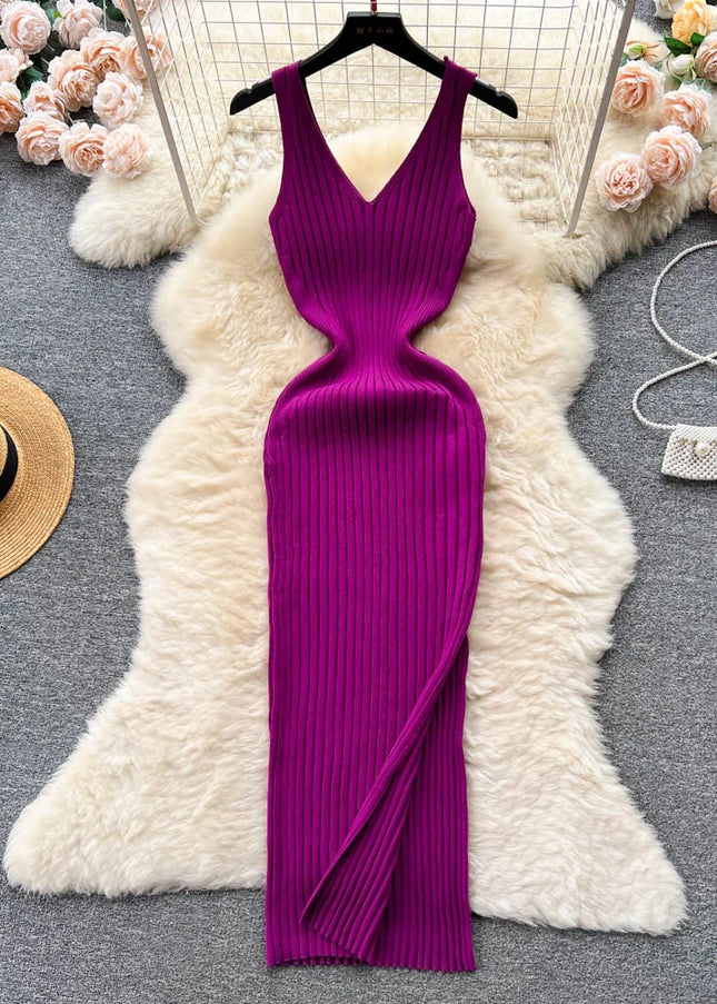 V-Neck Dress – Elastic Comfort and Style