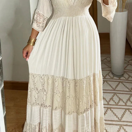 Elegant floral lace long dress -Vestido floral elegante de encaje