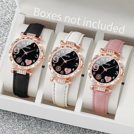 Relojes de Pulsera con Esfera de Corazón y diamantes Imitacion - Heart Dial Wristwatch with Imitation Diamonds