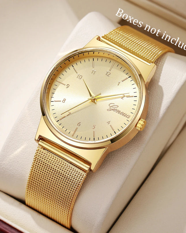 Set de Relojes Cuarzo, Banda de Malla Ajustable y Diseño Sofisticado - Quartz Watch Set with Adjustable Mesh Band and Sophisticated Design