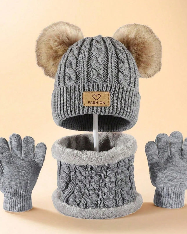 Kids’ 3-piece hat, scarf & gloves set - Conjunto de gorro, bufanda y guantes para niños (3 piezas)