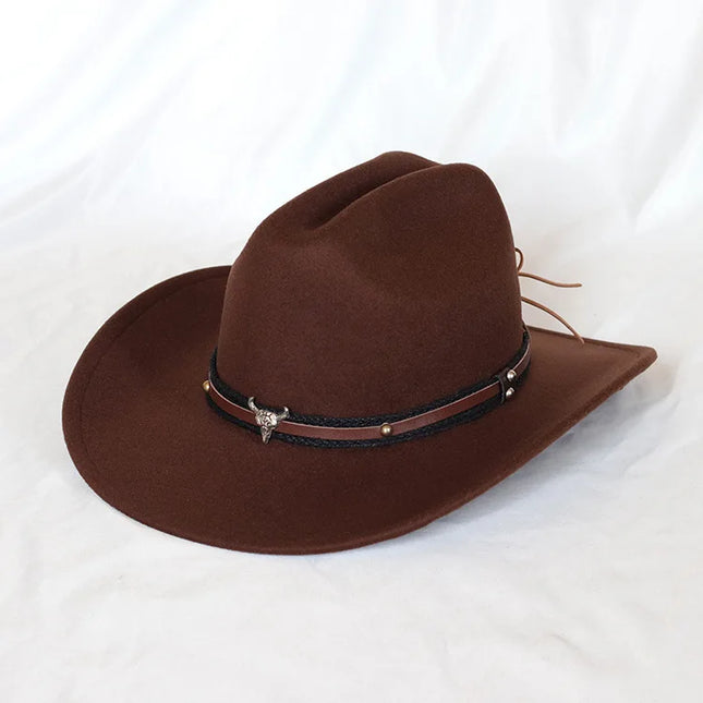Vintage Cowboy Hat – Wide Brim, Synthetic Leather, Unisex