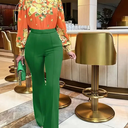 Women’s fitted flared pants -Pantalones acampanados ajustados para mujer