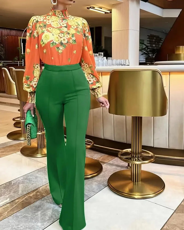 Women’s fitted flared pants -Pantalones acampanados ajustados para mujer