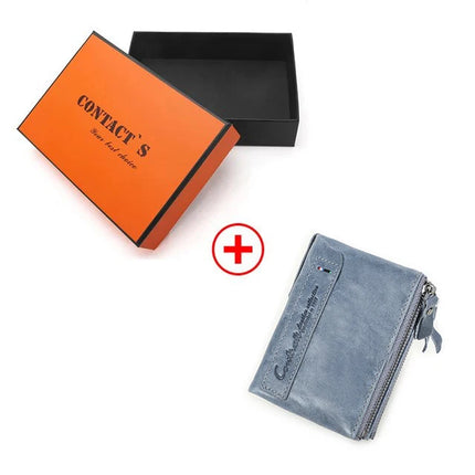 Cartera de Cuero Genuino para Mujer con Doble Cremallera - Genuine Leather Wallet