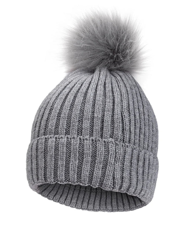 Baby knit hat with pom-pom -Gorro tejido con pompón para bebé