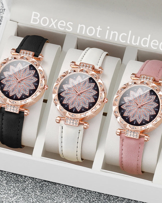 Relojes de Pulsera con Esfera de Corazón y diamantes Imitacion - Heart Dial Wristwatch with Imitation Diamonds