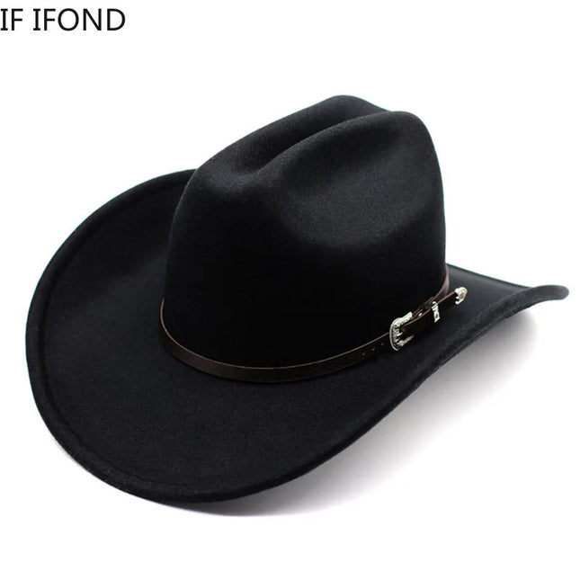 Vintage Cowboy Hat – Wide Brim, Synthetic Leather, Unisex