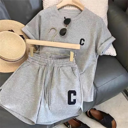 Conjunto traje informal con estampado de letras - Casual Letter Print Set