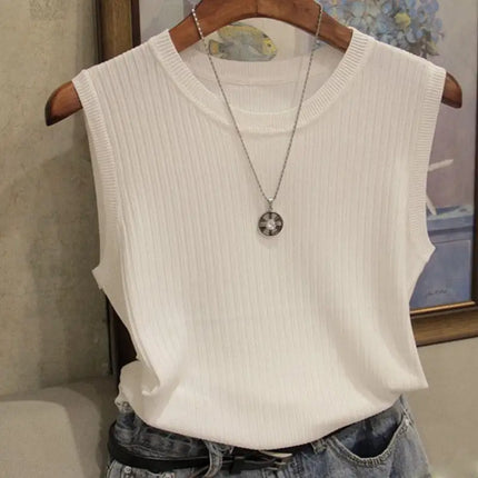 Blouse - Sleeveless, Round Neck