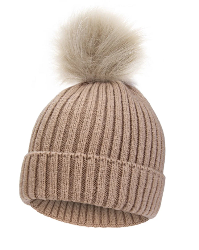 Newborn winter knit hat with large pom-pom -Gorro de invierno tejido con gran pompón para bebé