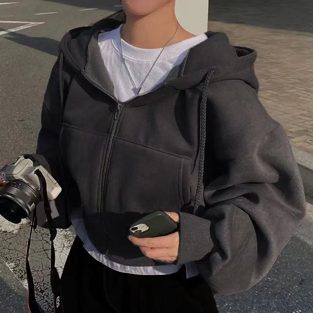 Warm navy zip hoodie -Sudadera cálida con capucha azul marino