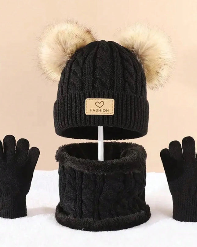 Kids’ 3-piece hat, scarf & gloves set - Conjunto de gorro, bufanda y guantes para niños (3 piezas)