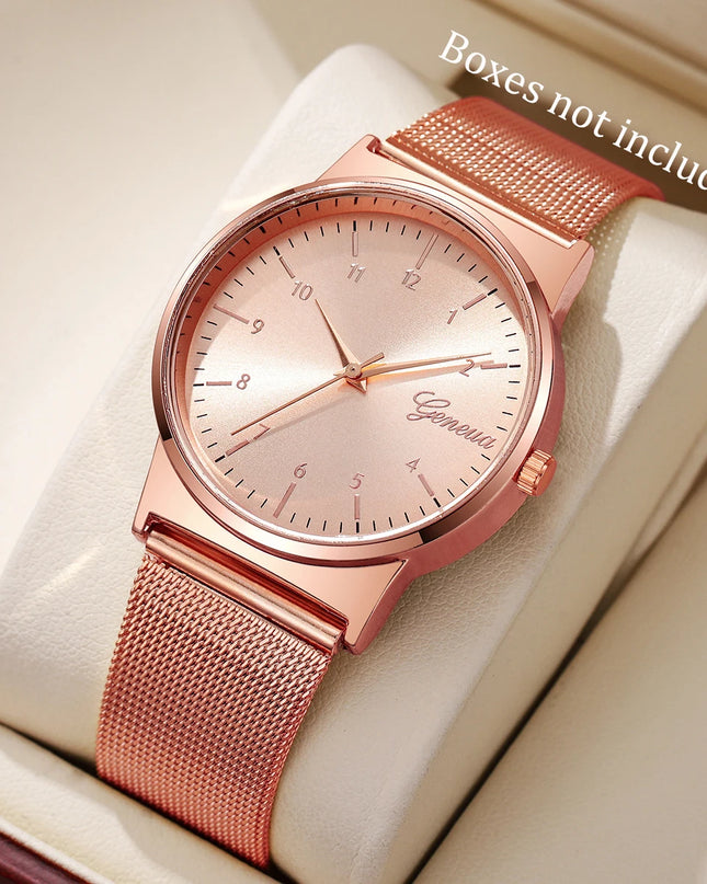 Set de Relojes Cuarzo, Banda de Malla Ajustable y Diseño Sofisticado - Quartz Watch Set with Adjustable Mesh Band and Sophisticated Design