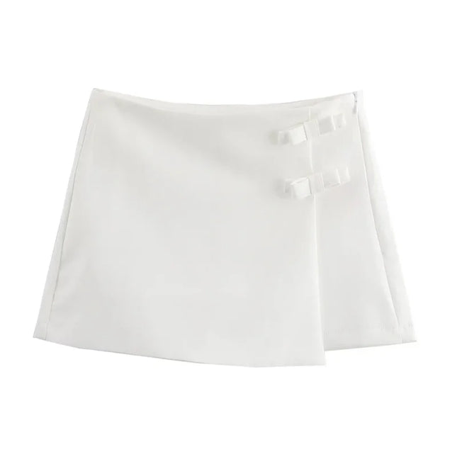 Skirt - Fashionable Bow Skirt for Women, Summer Short Skirt with Slit