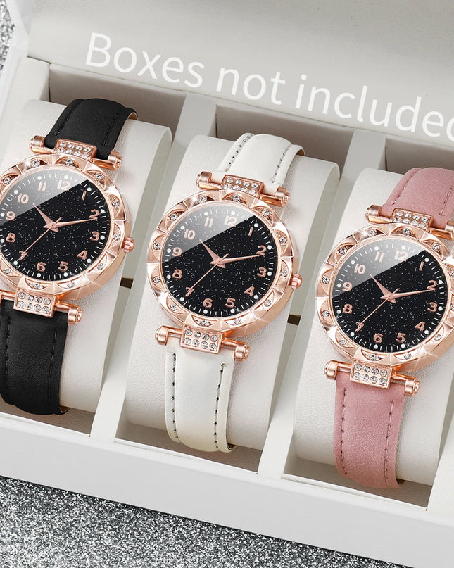 Relojes de Pulsera con Esfera de Corazón y diamantes Imitacion - Heart Dial Wristwatch with Imitation Diamonds