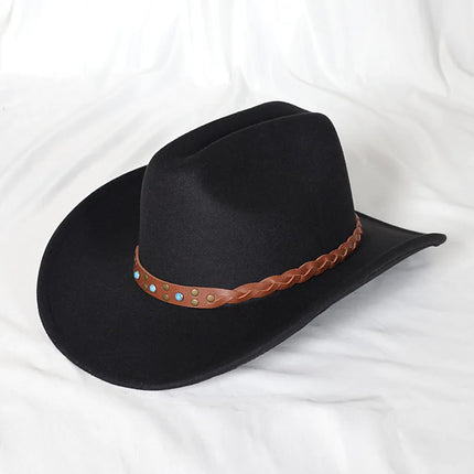 Vintage Cowboy Hat – Wide Brim, Synthetic Leather, Unisex