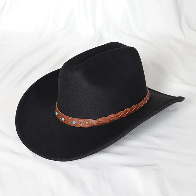 Vintage Cowboy Hat – Wide Brim, Synthetic Leather, Unisex