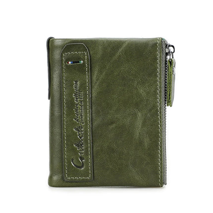 Cartera de Cuero Genuino para Mujer con Doble Cremallera - Genuine Leather Wallet
