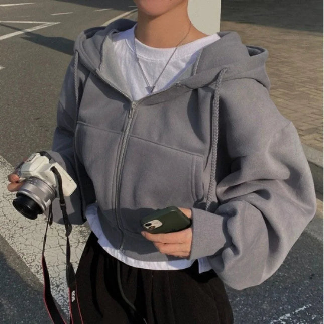 Warm navy zip hoodie -Sudadera cálida con capucha azul marino