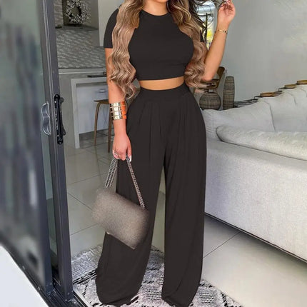 Set - Elegant Palazzo Pants and Crop Top