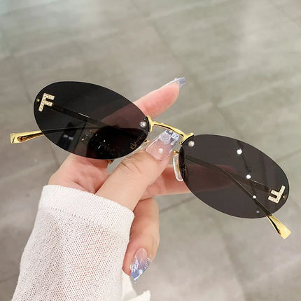 Glasses – Fashion Rimless UV400 Elegant Oval Sunglasses