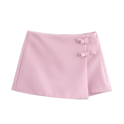 Skirt - Fashionable Bow Skirt for Women, Summer Short Skirt with Slit