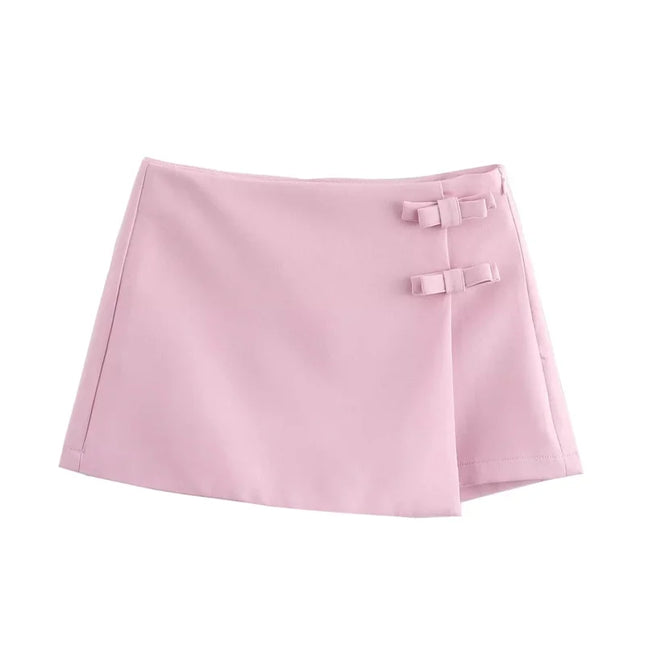 Skirt - Fashionable Bow Skirt for Women, Summer Short Skirt with Slit