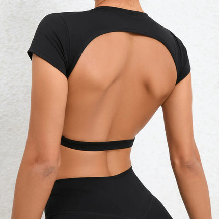 Women’s Backless Sports Top – Breathable Gym Fitness Yoga Shirt