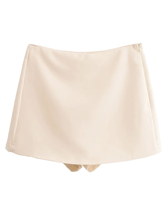Falda Mini de Paño con Cintura Alta y Cremallera Lateral - High-Waisted Wool Mini Skirt with Side Zipper