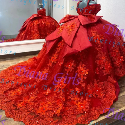 Girls’ fluffy tulle flower dress. - Vestido de tul esponjoso con flores para niña