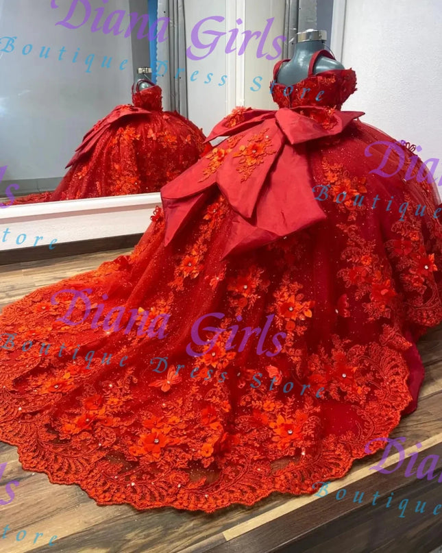 Girls’ fluffy tulle flower dress. - Vestido de tul esponjoso con flores para niña