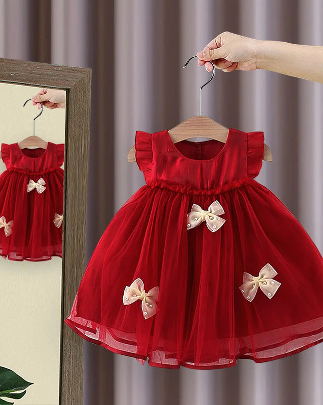 Vestido Princesa Niña Manga Voladora Lazo / Princess Dress Girl Flutter Sleeve Bow
