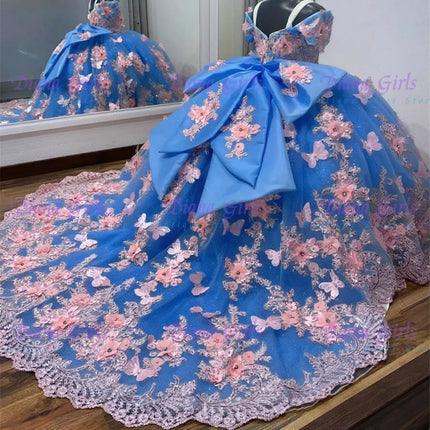 Girls’ fluffy tulle flower dress. - Vestido de tul esponjoso con flores para niña