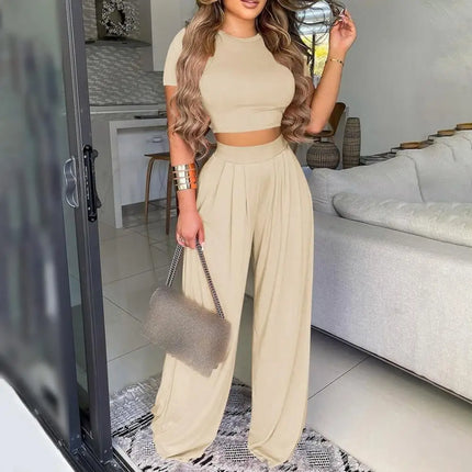 Set - Elegant Palazzo Pants and Crop Top