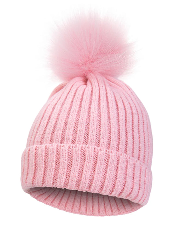 Baby knit hat with pom-pom -Gorro tejido con pompón para bebé