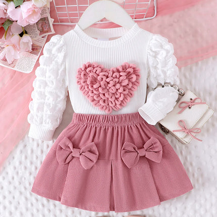 Girls’ pink top & skirt set -Set de top y falda rosa para niña
