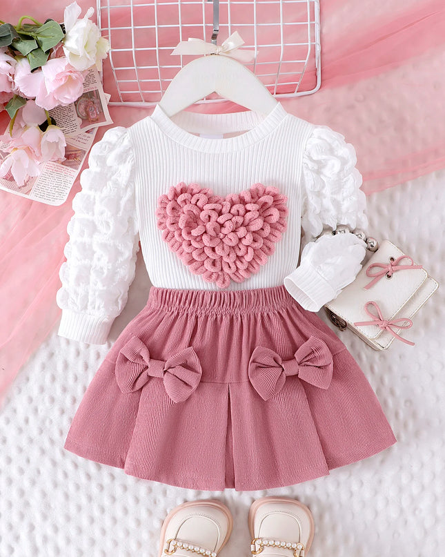 Girls’ pink top & skirt set -Set de top y falda rosa para niña