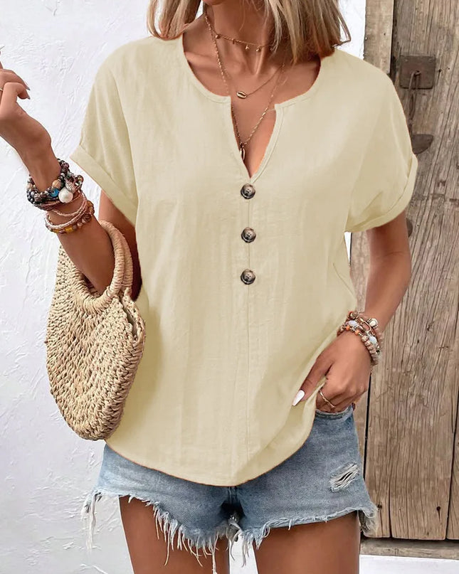 Short Sleeve Blouse - Casual and Fresh Style