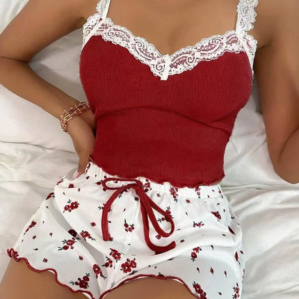 Pajama Set - Lace Design Short and Blouse