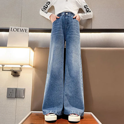 Girls’ wide-leg gradient jeans - Jeans de pierna ancha con degradado para niña