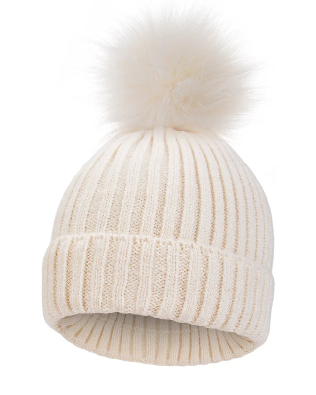 Baby knit hat with pom-pom -Gorro tejido con pompón para bebé