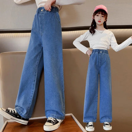 Girls’ wide-leg gradient jeans - Jeans de pierna ancha con degradado para niña